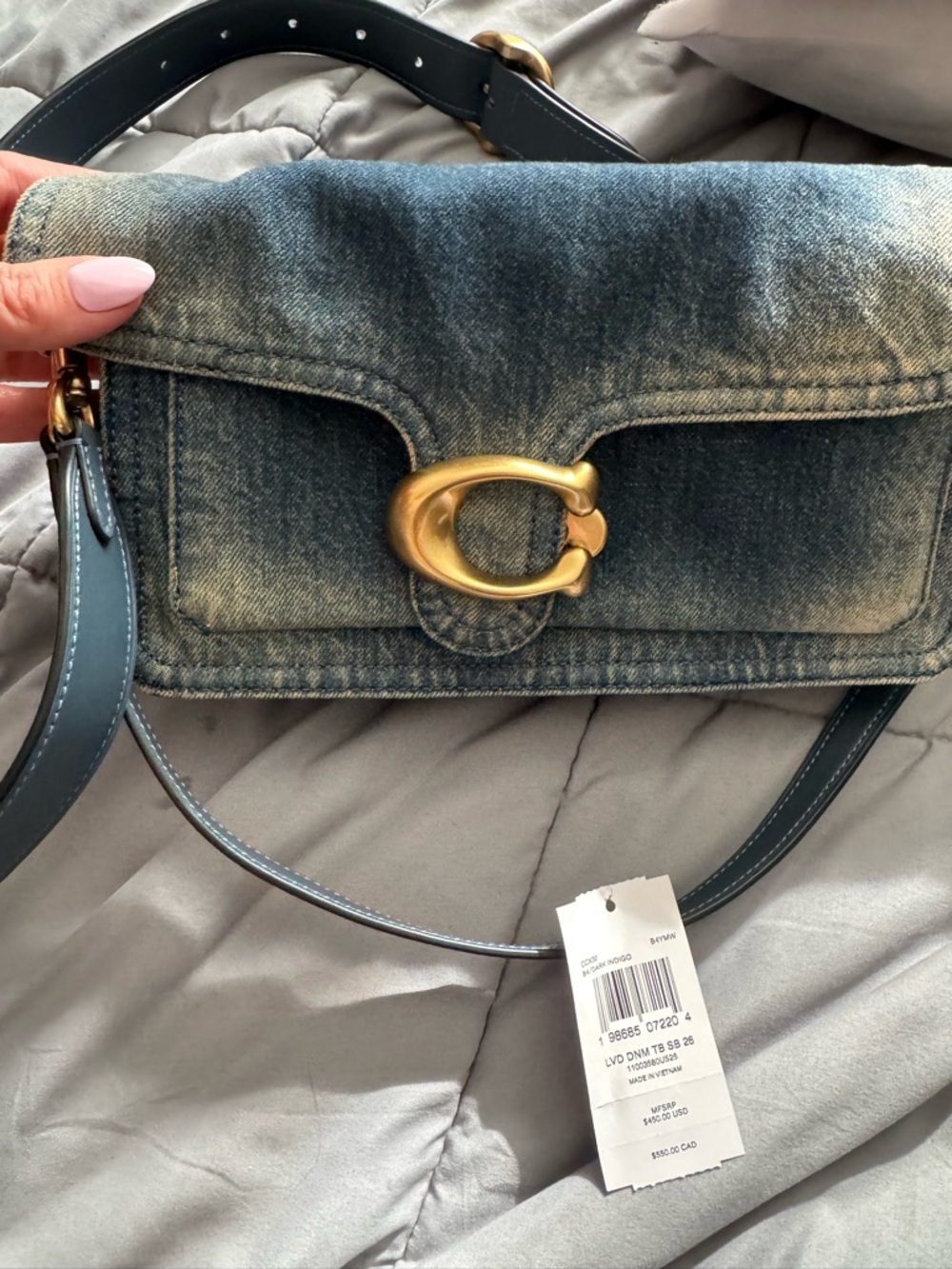 Coach Denim Blue Shoulder Bag with Gold Hardware Tabby 26 - Picture 7 of 15